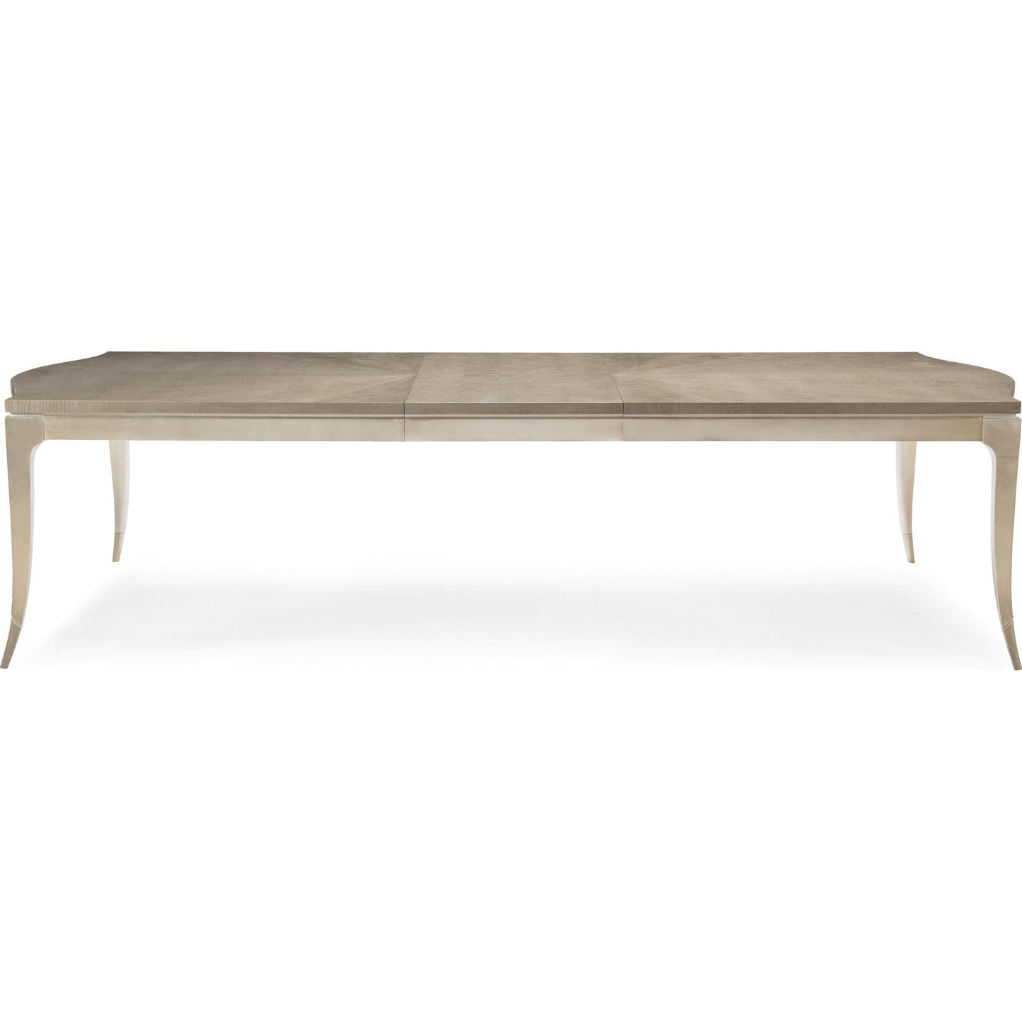 004 SR-768964 | Additional Silo | On a Silver Platter Dining Table by Caracole in maple, silver and moonlit sand, soft silver leaf. Made from pine, birch, silver curly maple in a transitional style.