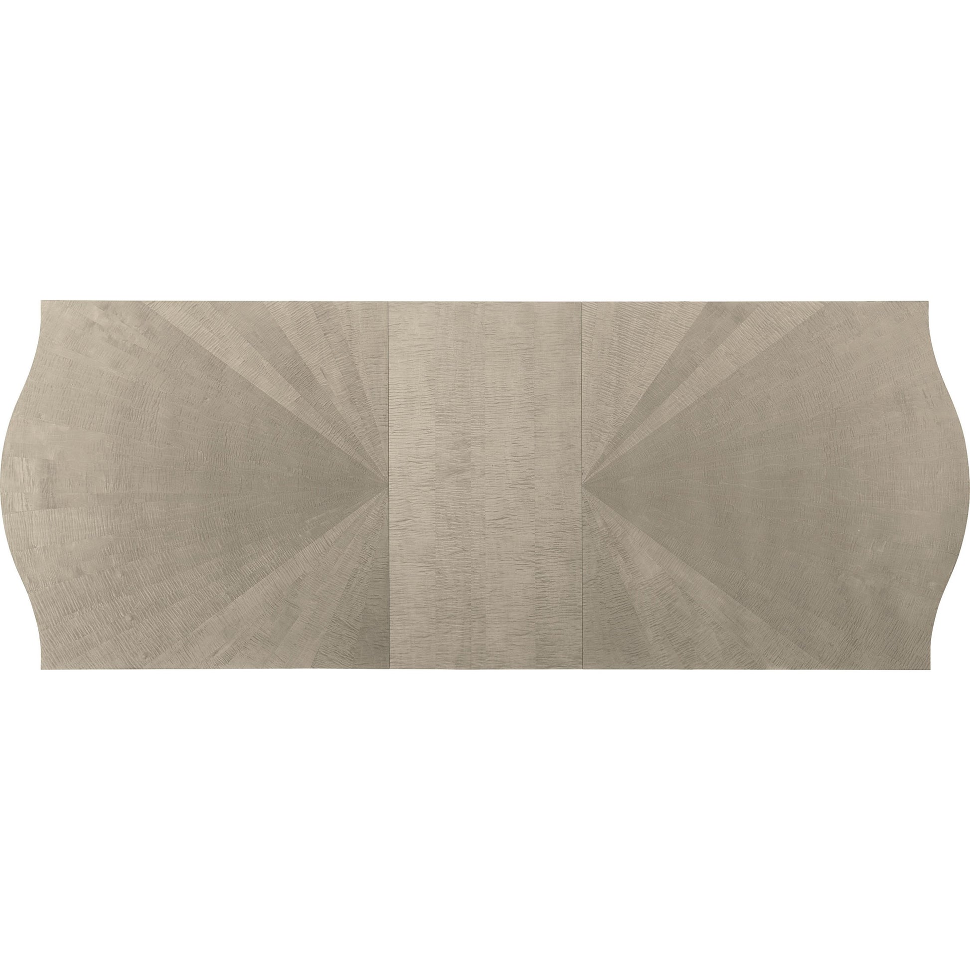 On a Silver Platter Dining Table by Caracole in maple, silver and moonlit sand, soft silver leaf. Made from pine, birch, silver curly maple in a transitional style.