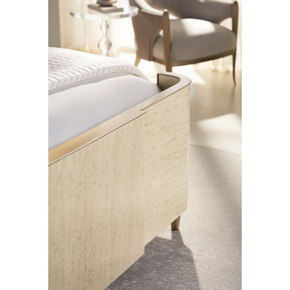 Keep Under Wraps by Caracole in golden shimmer, platinum blonde. Made from birch, bleached block mottled anegre in a transitional style.