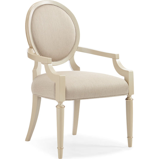 Chit-Chat Arm Chair (Set of 2) by Caracole in pearl and radiant pearl, sparkling argent. Made from birch in a transitional style.