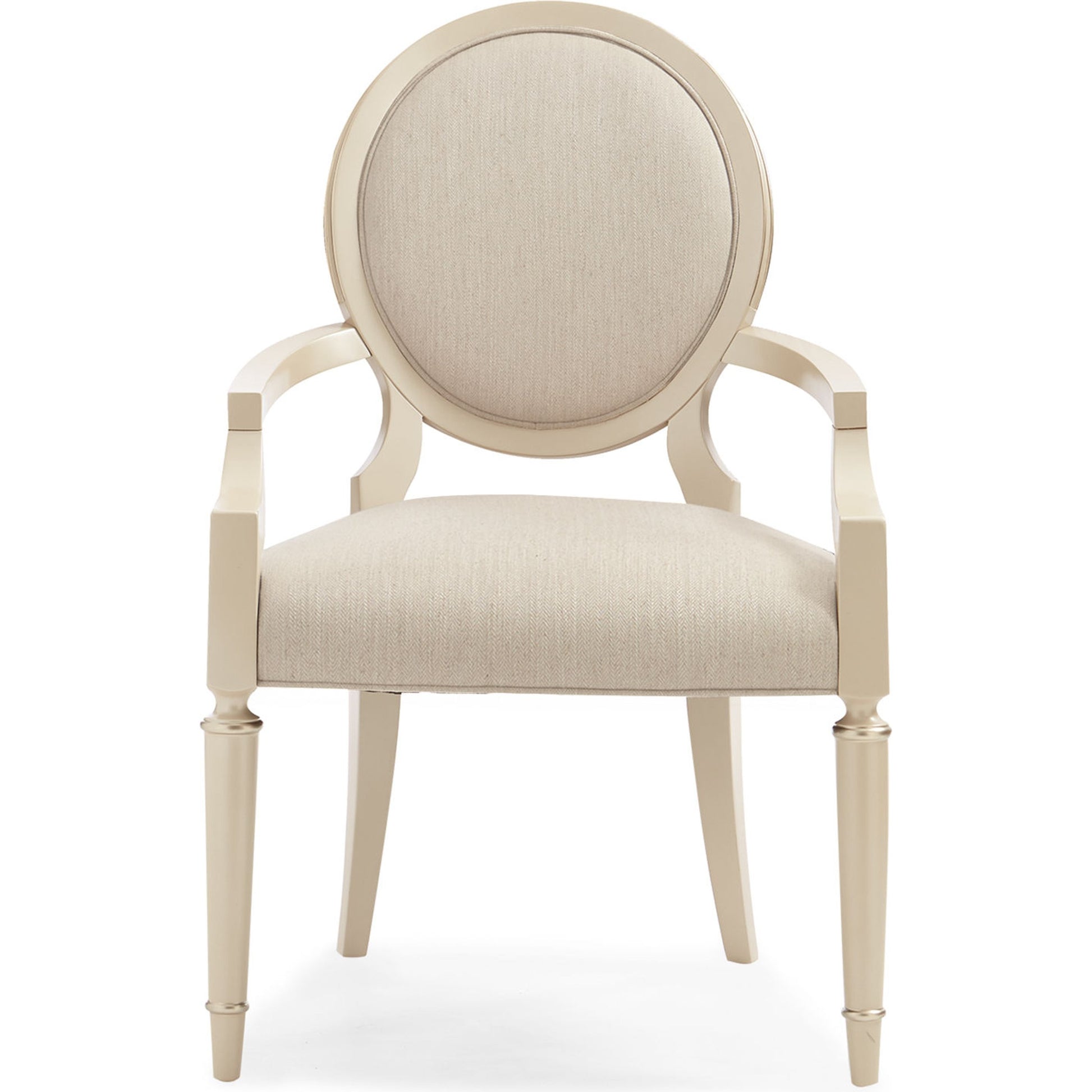 Chit-Chat Arm Chair (Set of 2) by Caracole in pearl and radiant pearl, sparkling argent. Made from birch in a transitional style.