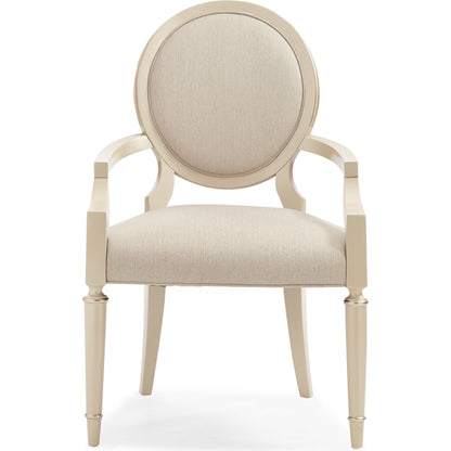 Chit-Chat Arm Chair (Set of 2) by Caracole in pearl and radiant pearl, sparkling argent. Made from birch in a transitional style.
