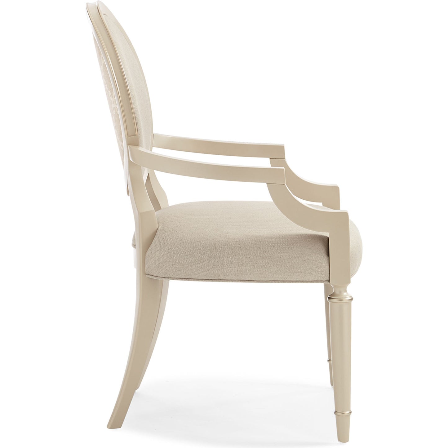 004 SR-770584 | Additional Silo | Chit-Chat Arm Chair (Set of 2) by Caracole in pearl and radiant pearl, sparkling argent. Made from birch in a transitional style.