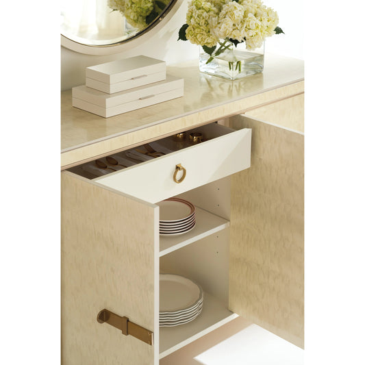 Line Me up Side Chair by Caracole in platinum blonde, ivory, champagne gold, champagne, gold and platinum blonde, ivory. Made from birch, bleached block mottled anegre in a transitional style.