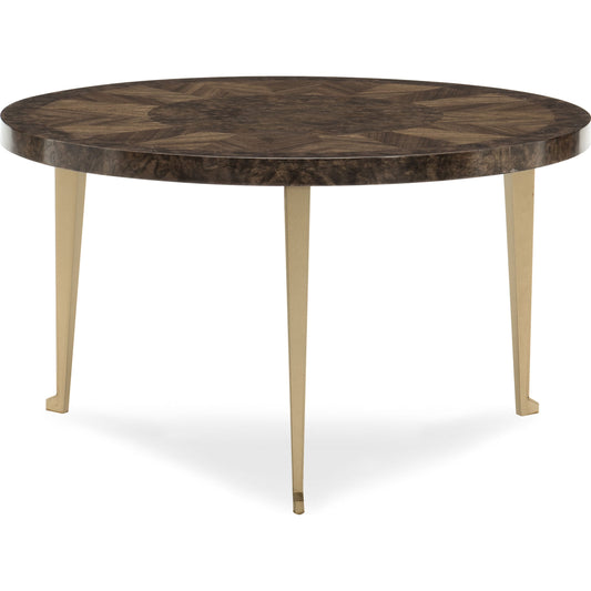 One of the Bunch Cocktail Table by Caracole in oak, golden shimmer and galway, galway burl, golden shimmer. Made from birch, quarter paldeo, european oak burl in a transitional style.