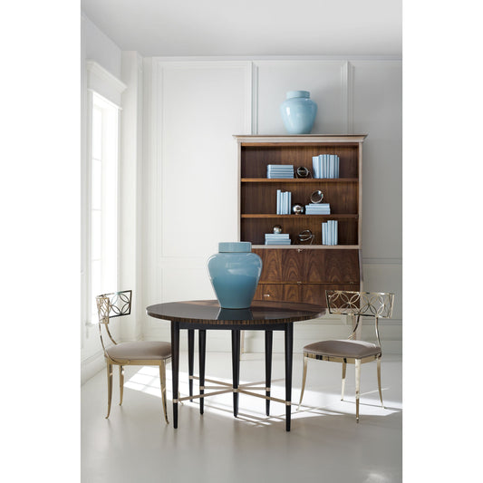 Just Short of It by Caracole in black and saddle, black saddle, neutral metallic. Made from birch, quartered paldao in a transitional style.