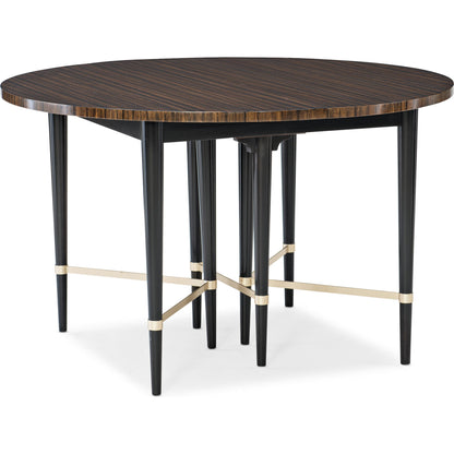 Long and Short of It by Caracole in black and saddle, black saddle, neutral metallic. Made from birch, quartered paldao in a transitional style.
