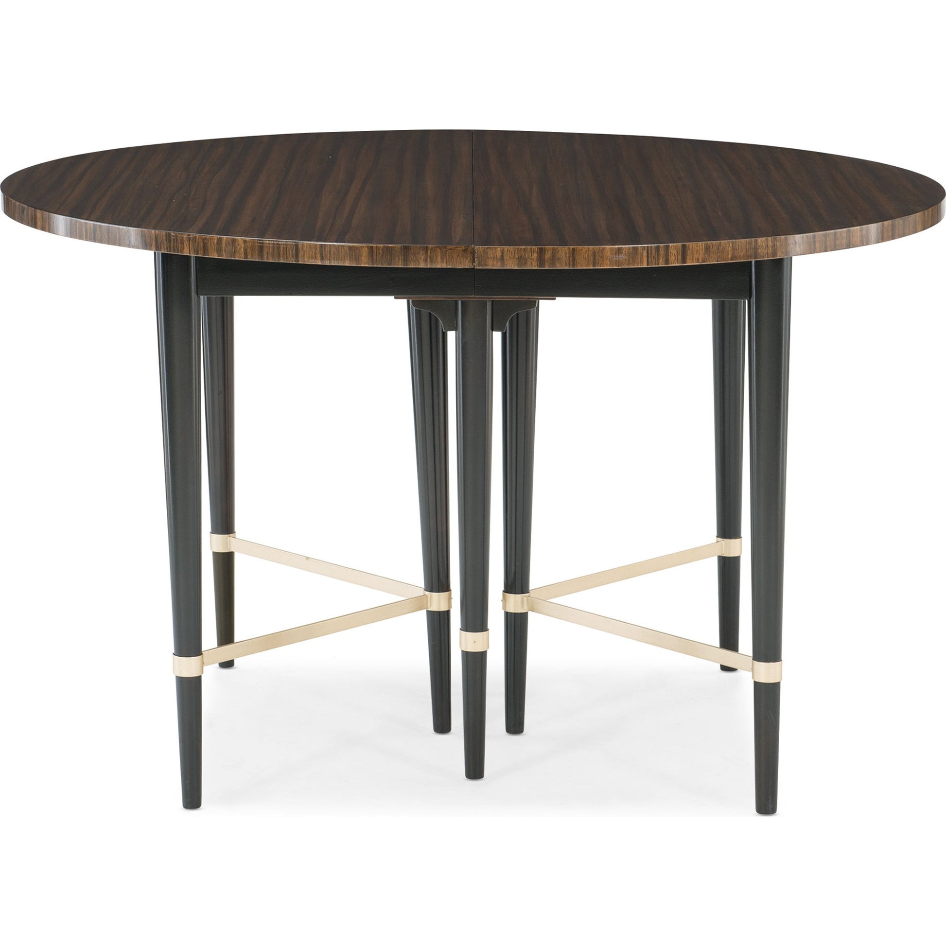 Long and Short of It by Caracole in black and saddle, black saddle, neutral metallic. Made from birch, quartered paldao in a transitional style.