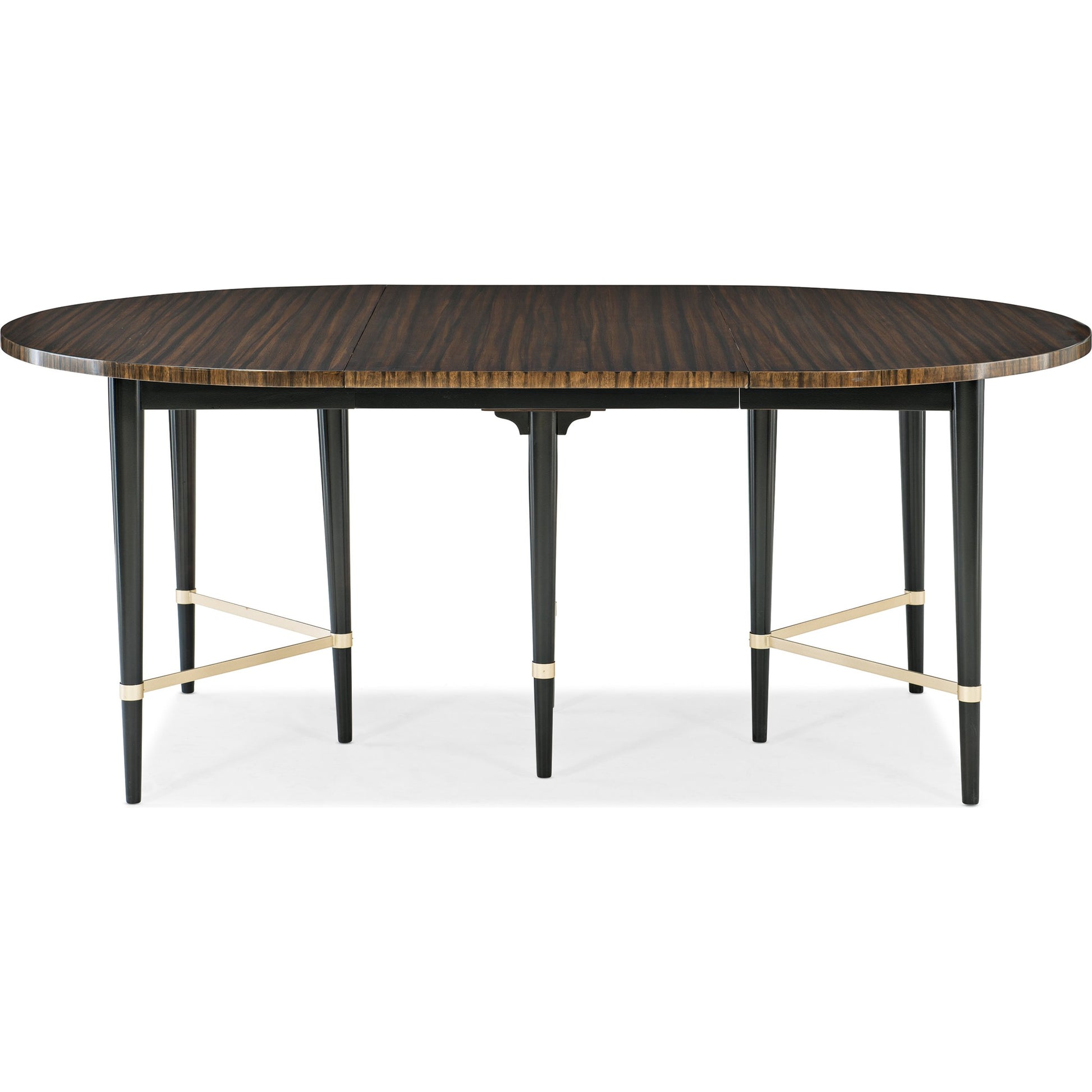 Long and Short of It by Caracole in black and saddle, black saddle, neutral metallic. Made from birch, quartered paldao in a transitional style.