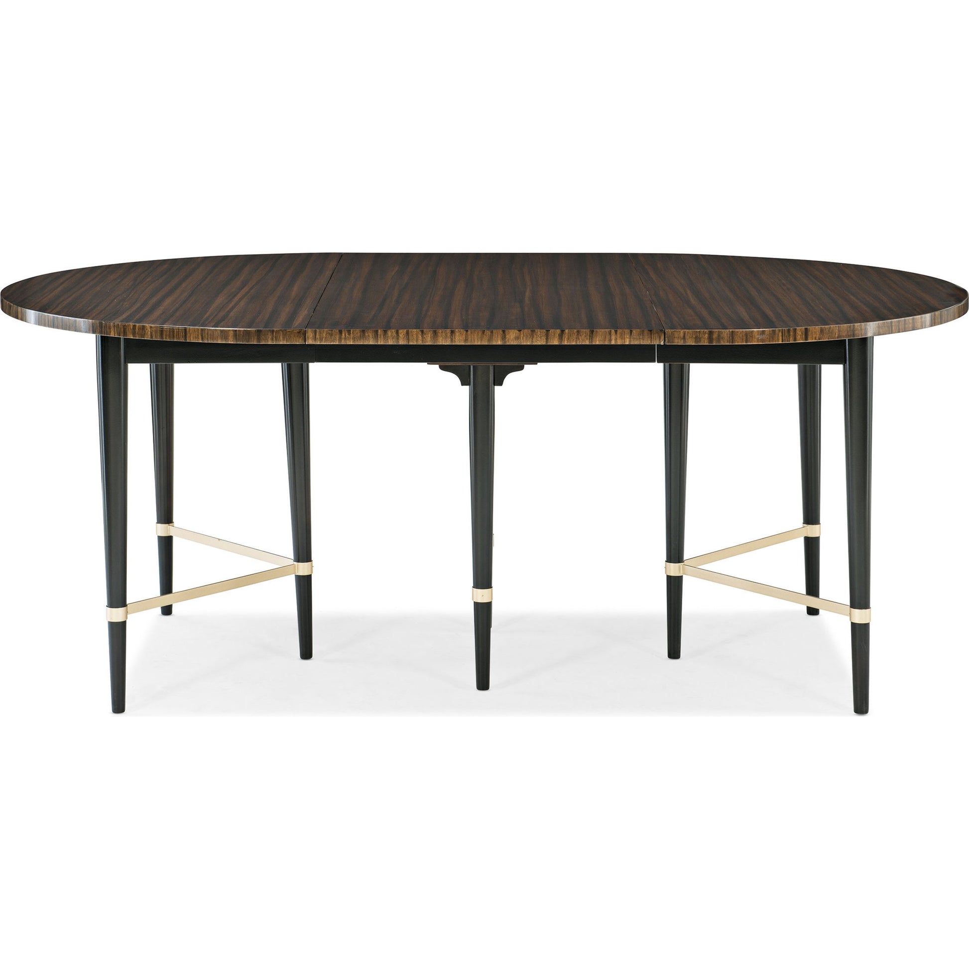 Long and Short of It by Caracole in black and saddle, black saddle, neutral metallic. Made from birch, quartered paldao in a transitional style.