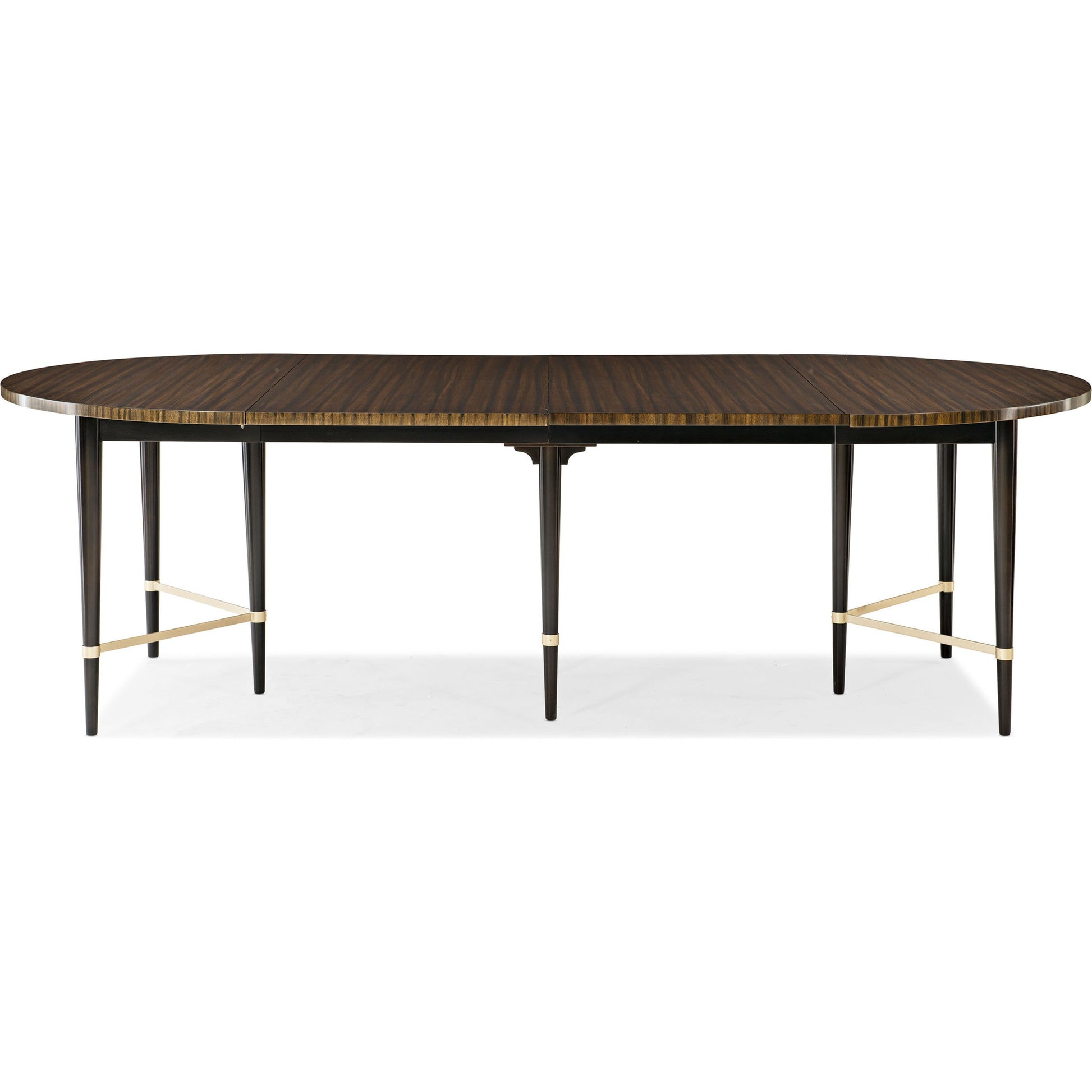 Long and Short of It by Caracole in black and saddle, black saddle, neutral metallic. Made from birch, quartered paldao in a transitional style.