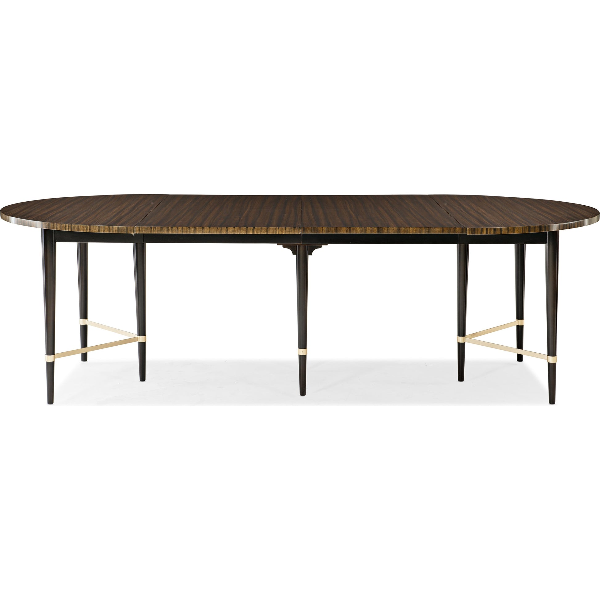 Long and Short of It by Caracole in black and saddle, black saddle, neutral metallic. Made from birch, quartered paldao in a transitional style.