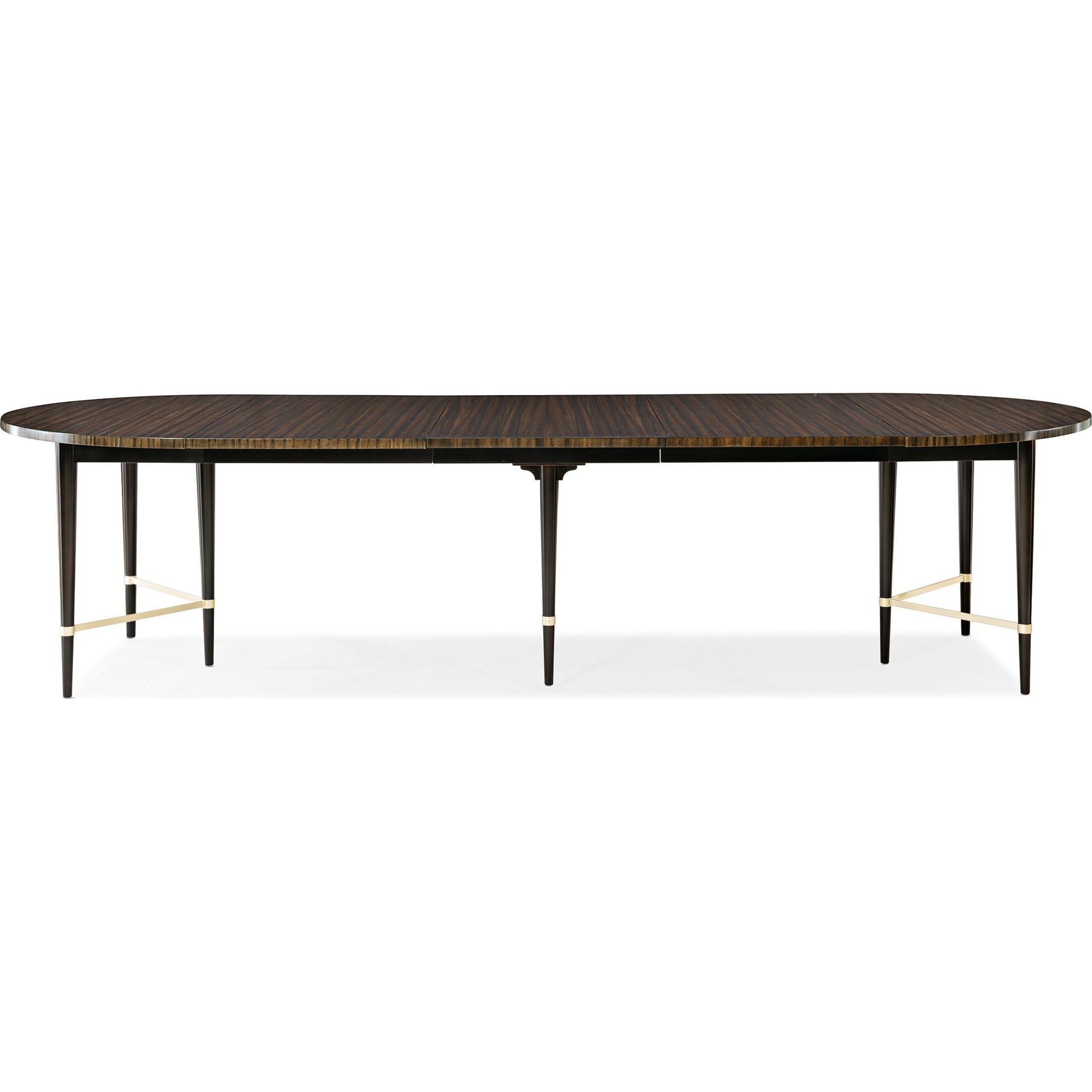 Long and Short of It by Caracole in black and saddle, black saddle, neutral metallic. Made from birch, quartered paldao in a transitional style.