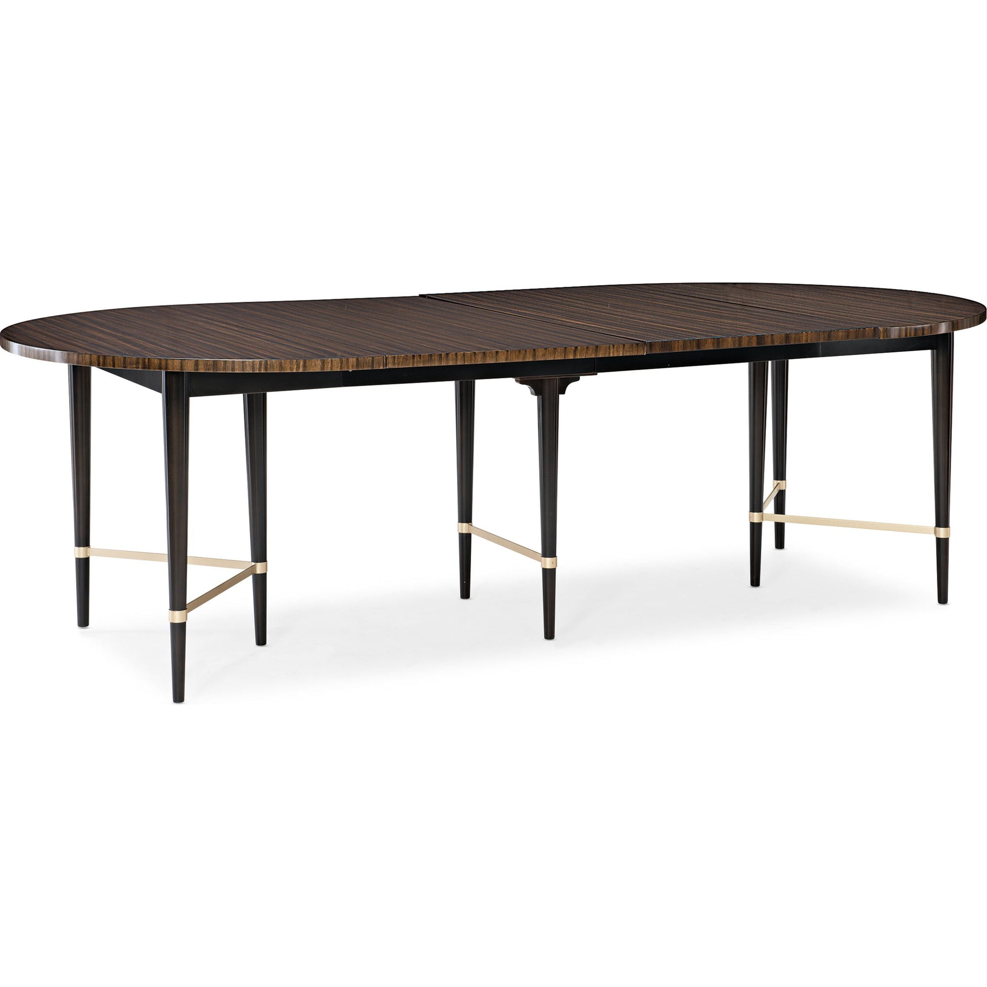 Long and Short of It by Caracole in black and saddle, black saddle, neutral metallic. Made from birch, quartered paldao in a transitional style.