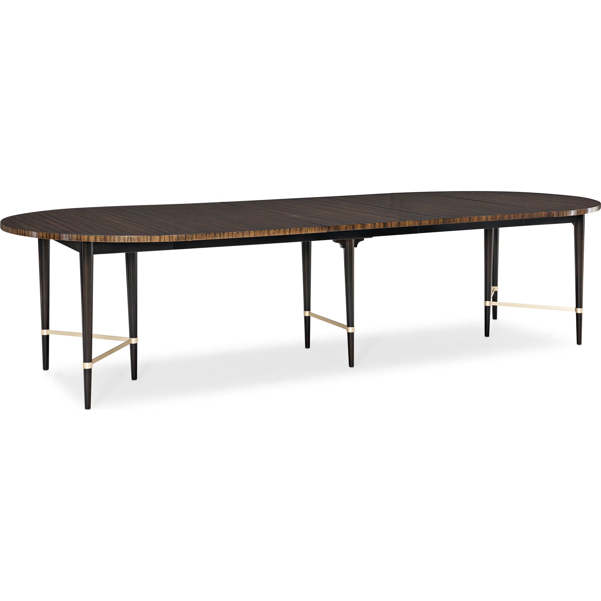 Long and Short of It by Caracole in black and saddle, black saddle, neutral metallic. Made from birch, quartered paldao in a transitional style.