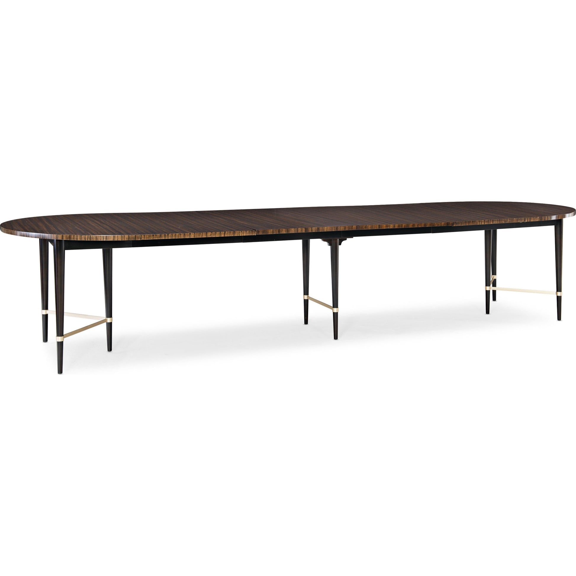 Long and Short of It by Caracole in black and saddle, black saddle, neutral metallic. Made from birch, quartered paldao in a transitional style.