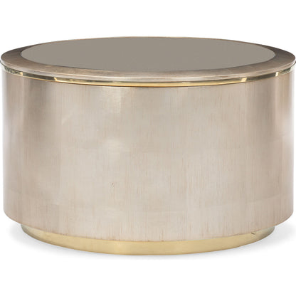 Lobby Cocktail Table by Caracole in bronze, gold and auric, gold bullion. Made from birch, metal, maple in a transitional style.