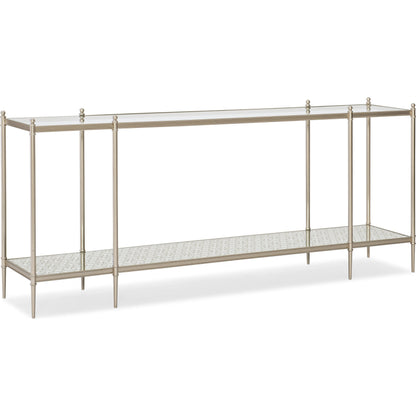 Perfection Console Table by Caracole in new gold. Made from metal in a transitional style.