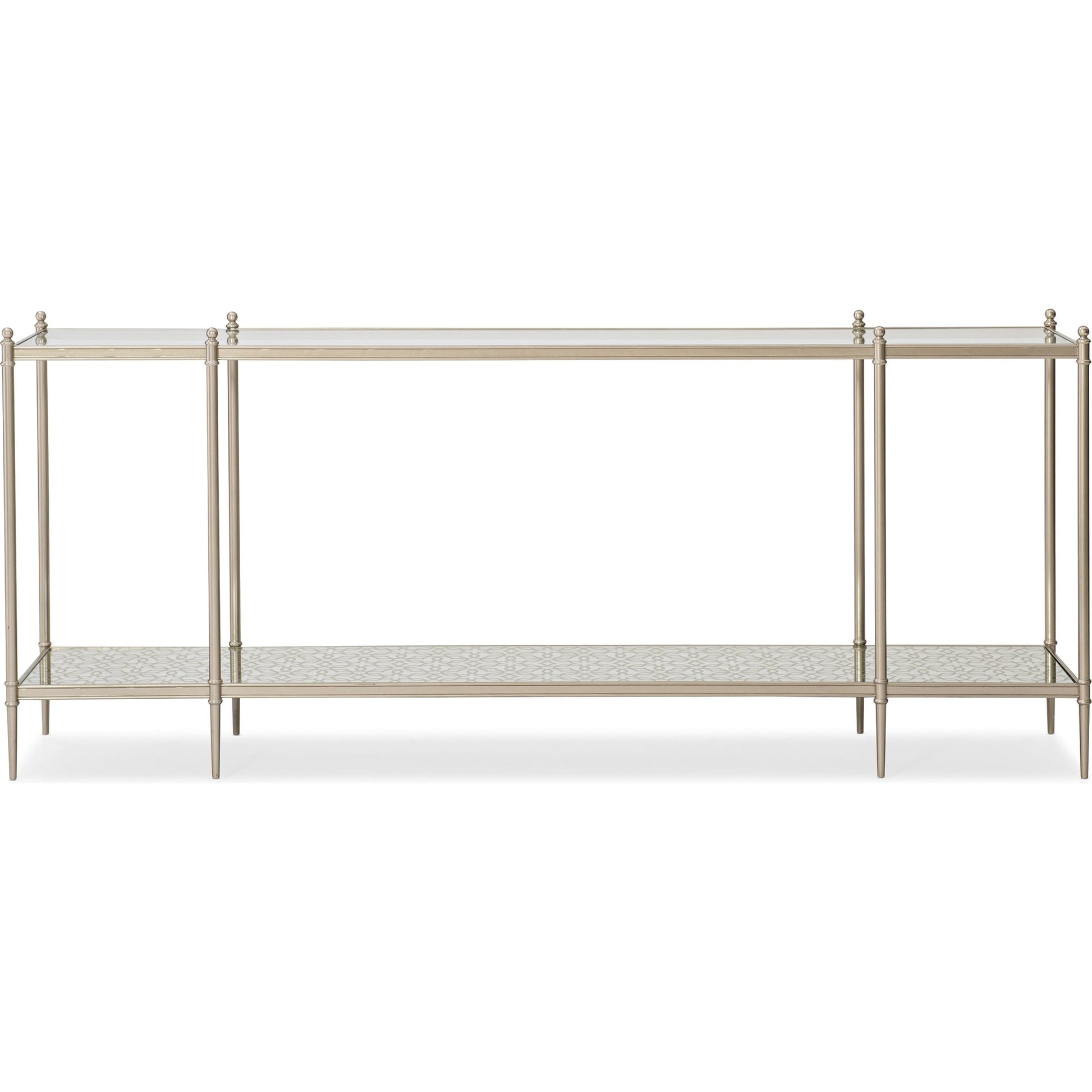 Perfection Console Table by Caracole in new gold. Made from metal in a transitional style.