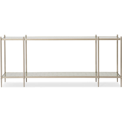Perfection Console Table by Caracole in new gold. Made from metal in a transitional style.