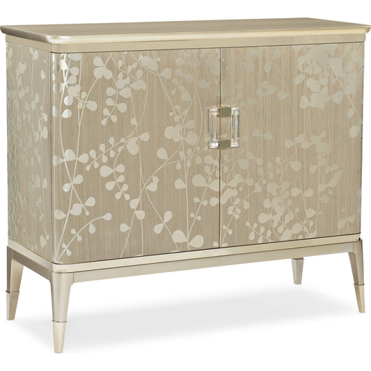 A Shimmer of Light by Caracole in champagne, taupe, gold and champagne shimmer, taupe paint. Made from birch, dyed koto, maple in a transitional style.