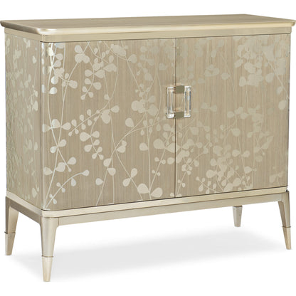 A Shimmer of Light by Caracole in champagne, taupe, gold and champagne shimmer, taupe paint. Made from birch, dyed koto, maple in a transitional style.