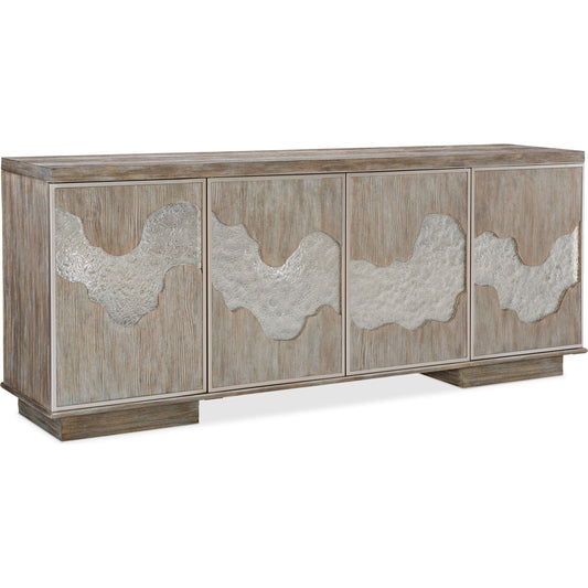 Go with the Flow by Caracole in gold and driftwood, neutral metallic. Made from pine, fir in a coastal style.