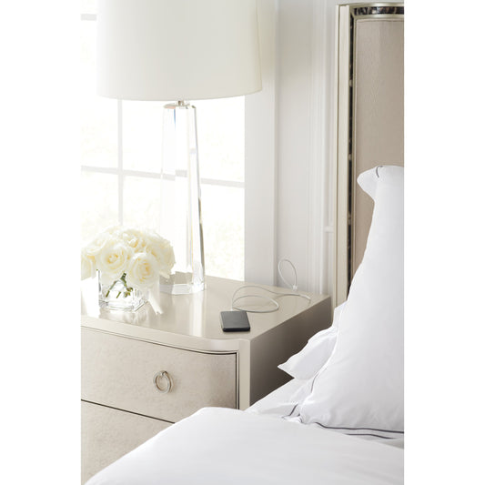 Perfect Match Nightstand by Caracole in smoked, silver, steel, maple and soft silver paint, smoked birdseye. Made from birch, bleached birdseye maple in a transitional style.