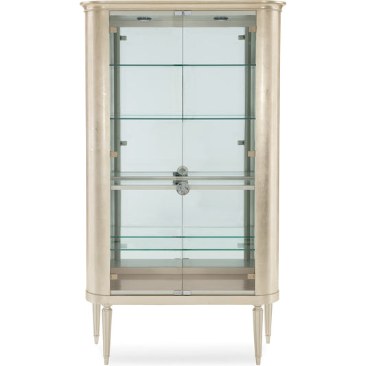 Time to Reflect Display Cabinet by Caracole in silver, mirrored, maple and soft silver leaf, soft silver paint. Made from birch, maple in a transitional style.