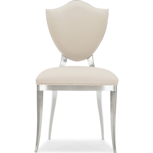 Shield Me Chair by Caracole in chrome and lightly brushed chrome. Made from metal in a transitional style.