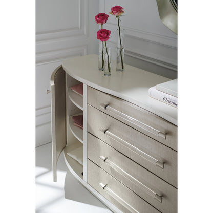 Clear to Me by Caracole in silver, ash, white, acrylic, steel and sun-kissed silver, pearly white. Made from ash, raffia, ash in a modern style.