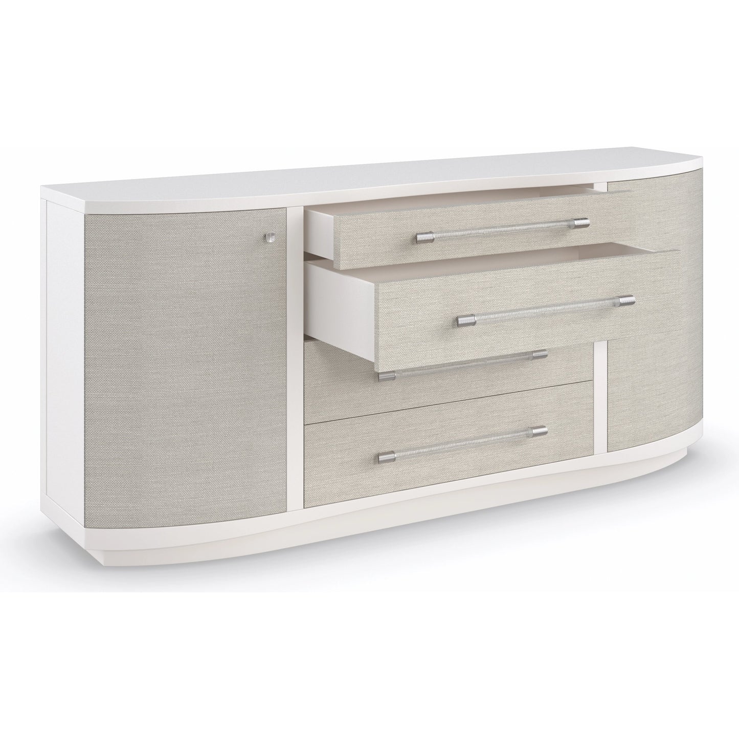 004 SI-1955693 | Additional Silo | Clear to Me by Caracole in silver, ash, white, acrylic, steel and sun-kissed silver, pearly white. Made from ash, raffia, ash in a modern style.