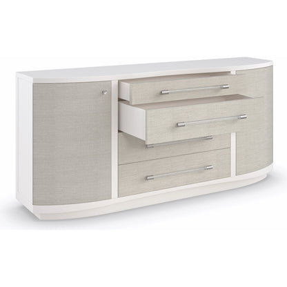 Clear to Me by Caracole in silver, ash, white, acrylic, steel and sun-kissed silver, pearly white. Made from ash, raffia, ash in a modern style.