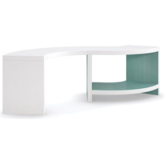 Over Flow by Caracole in natural and lucent white, lucent oasis. Made from birch, figured sycamore in a modern style.