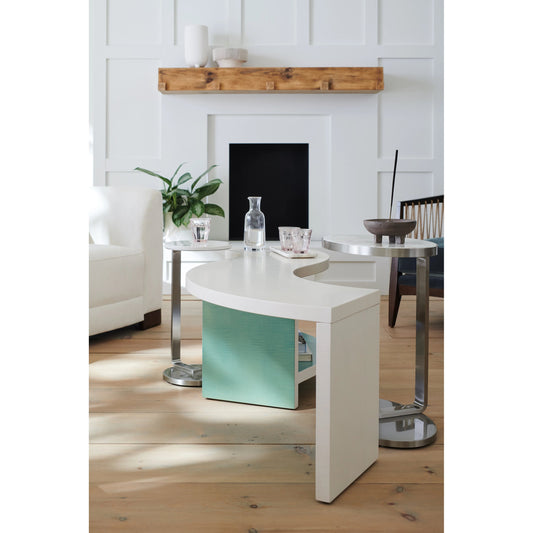 Over Flow by Caracole in natural and lucent white, lucent oasis. Made from birch, figured sycamore in a modern style.