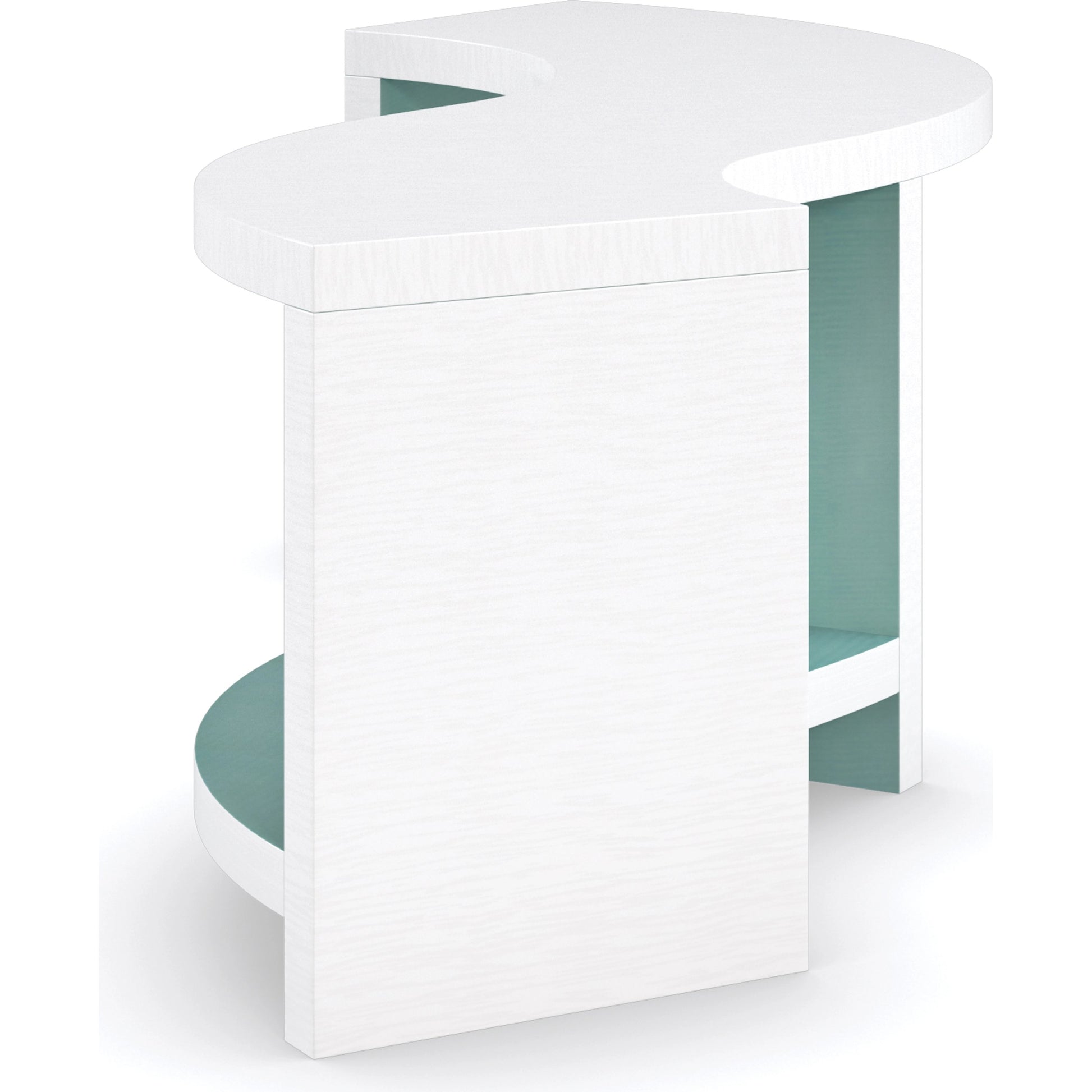 Over Flow by Caracole in natural and lucent white, lucent oasis. Made from birch, figured sycamore in a modern style.
