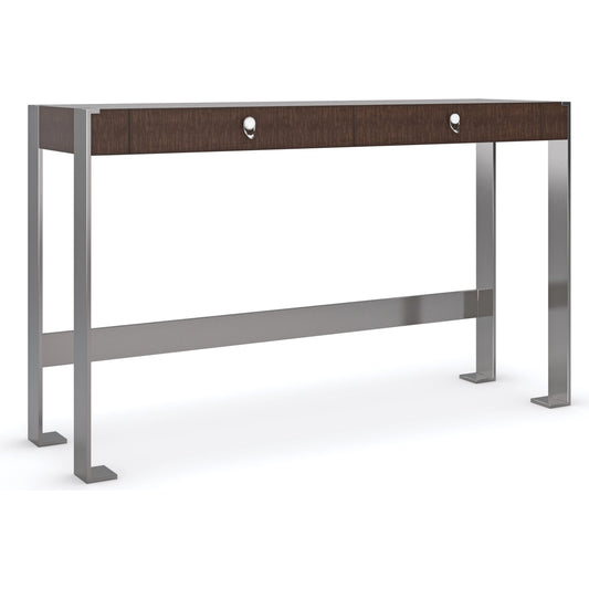 Open for Business by Caracole in cloud, white and brunette, satin nickel. Made from birch, metal, figured sycamore in a modern style.