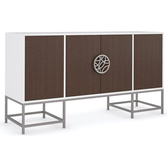 A Touch of Class by Caracole in oak and cloud white, brunette, satin nickel. Made from birch, metal, figured sycamore in a modern style.