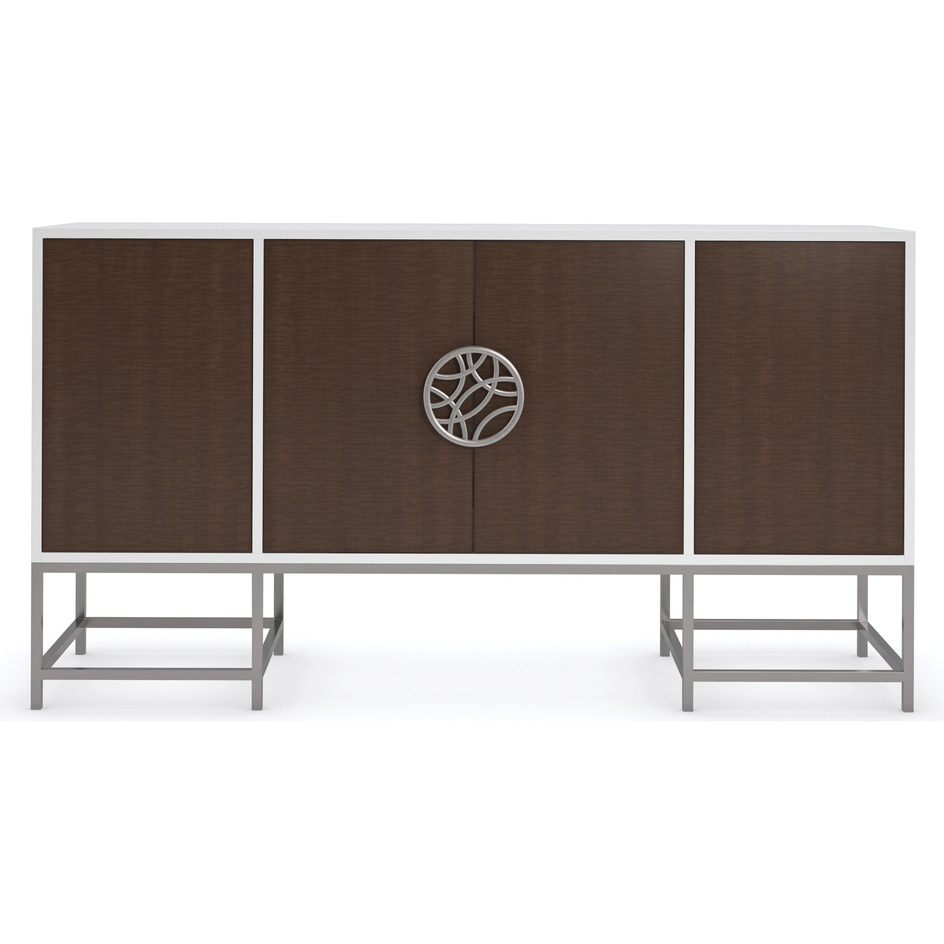 A Touch of Class by Caracole in oak and cloud white, brunette, satin nickel. Made from birch, metal, figured sycamore in a modern style.