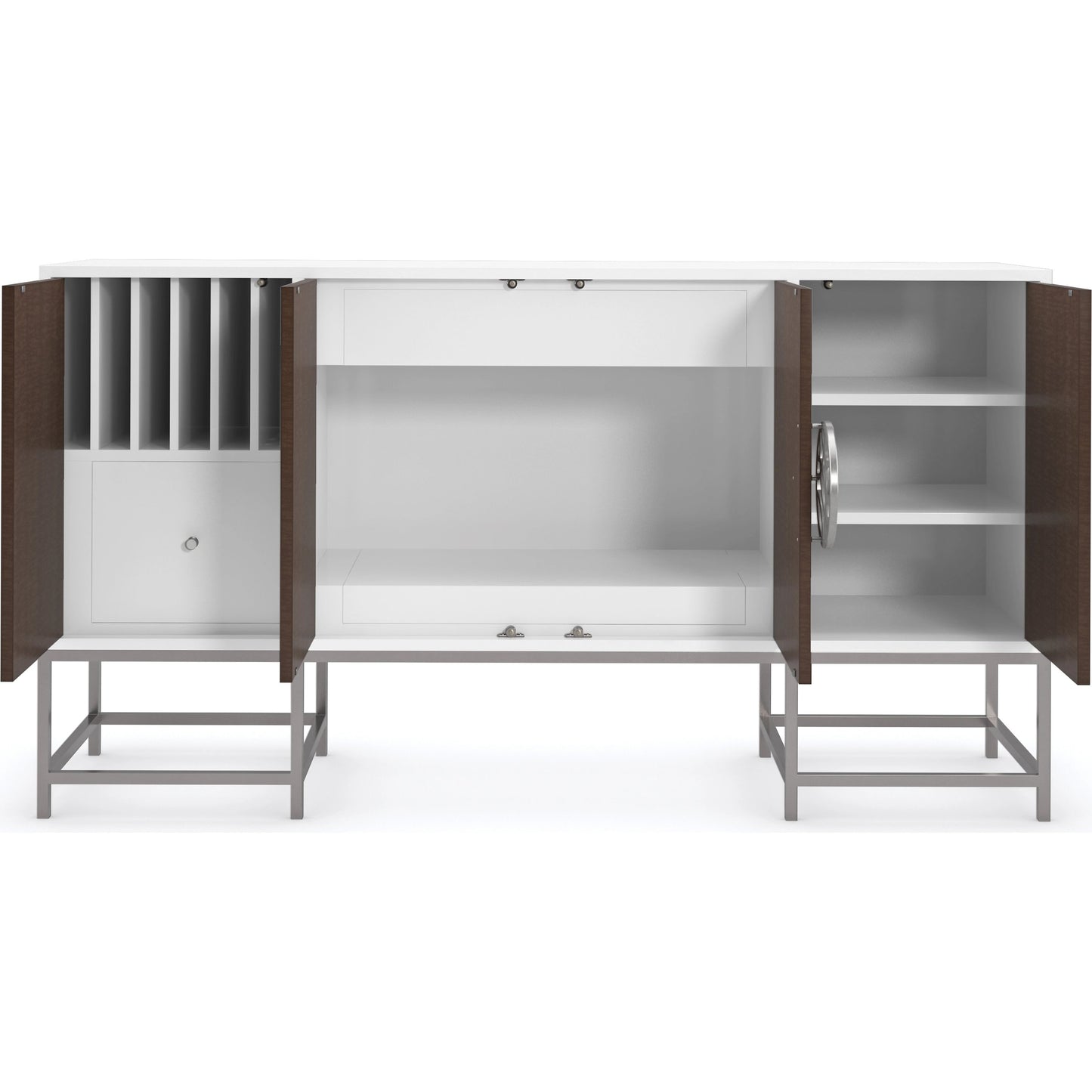 002 SI-1955737 | Additional Silo | A Touch of Class by Caracole in oak and cloud white, brunette, satin nickel. Made from birch, metal, figured sycamore in a modern style.