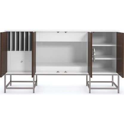 A Touch of Class by Caracole in oak and cloud white, brunette, satin nickel. Made from birch, metal, figured sycamore in a modern style.
