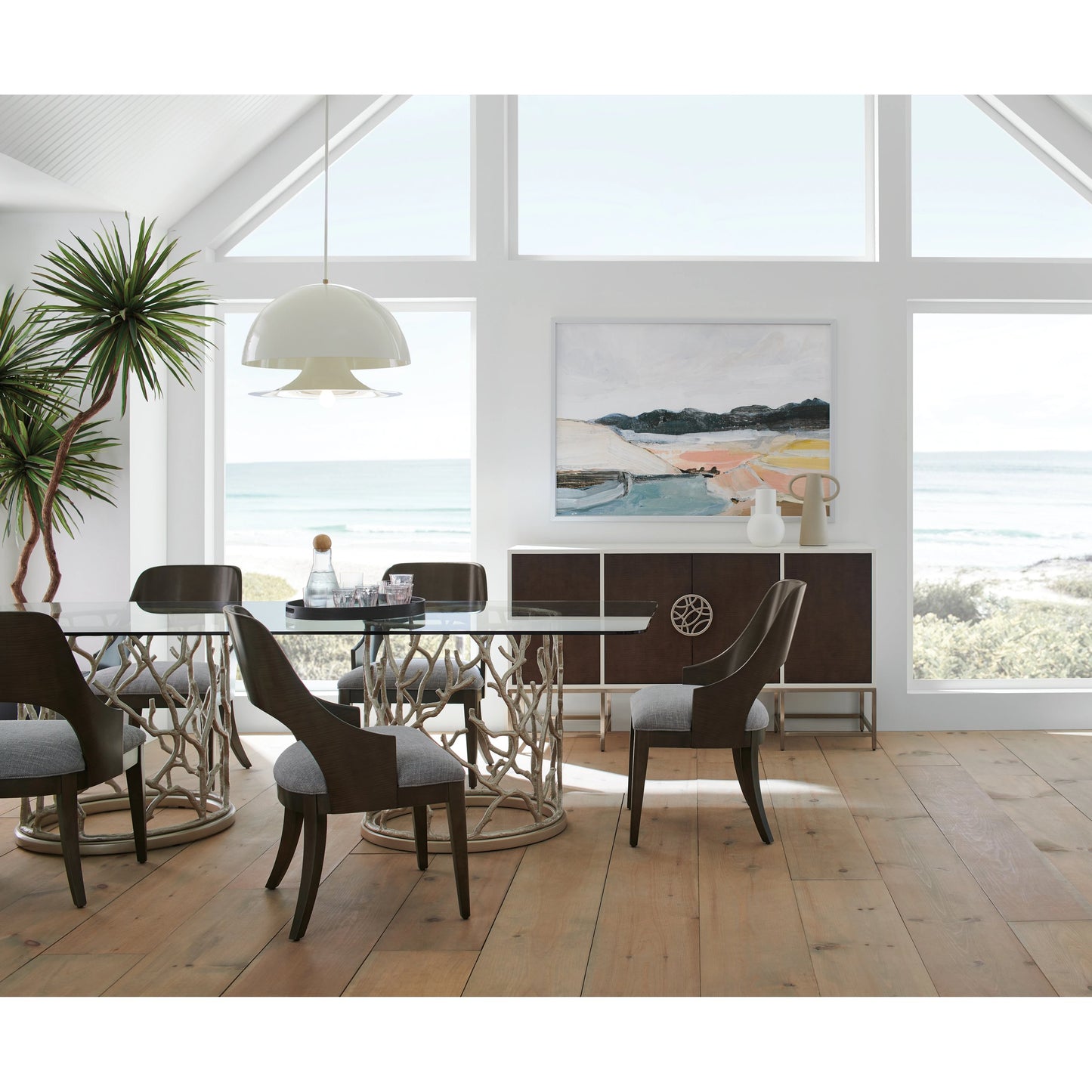004 SI-1955737 | Lifestyle | A Touch of Class by Caracole in oak and cloud white, brunette, satin nickel. Made from birch, metal, figured sycamore in a modern style.