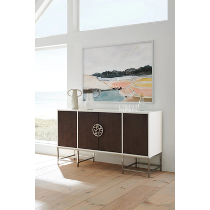 A Touch of Class by Caracole in oak and cloud white, brunette, satin nickel. Made from birch, metal, figured sycamore in a modern style.