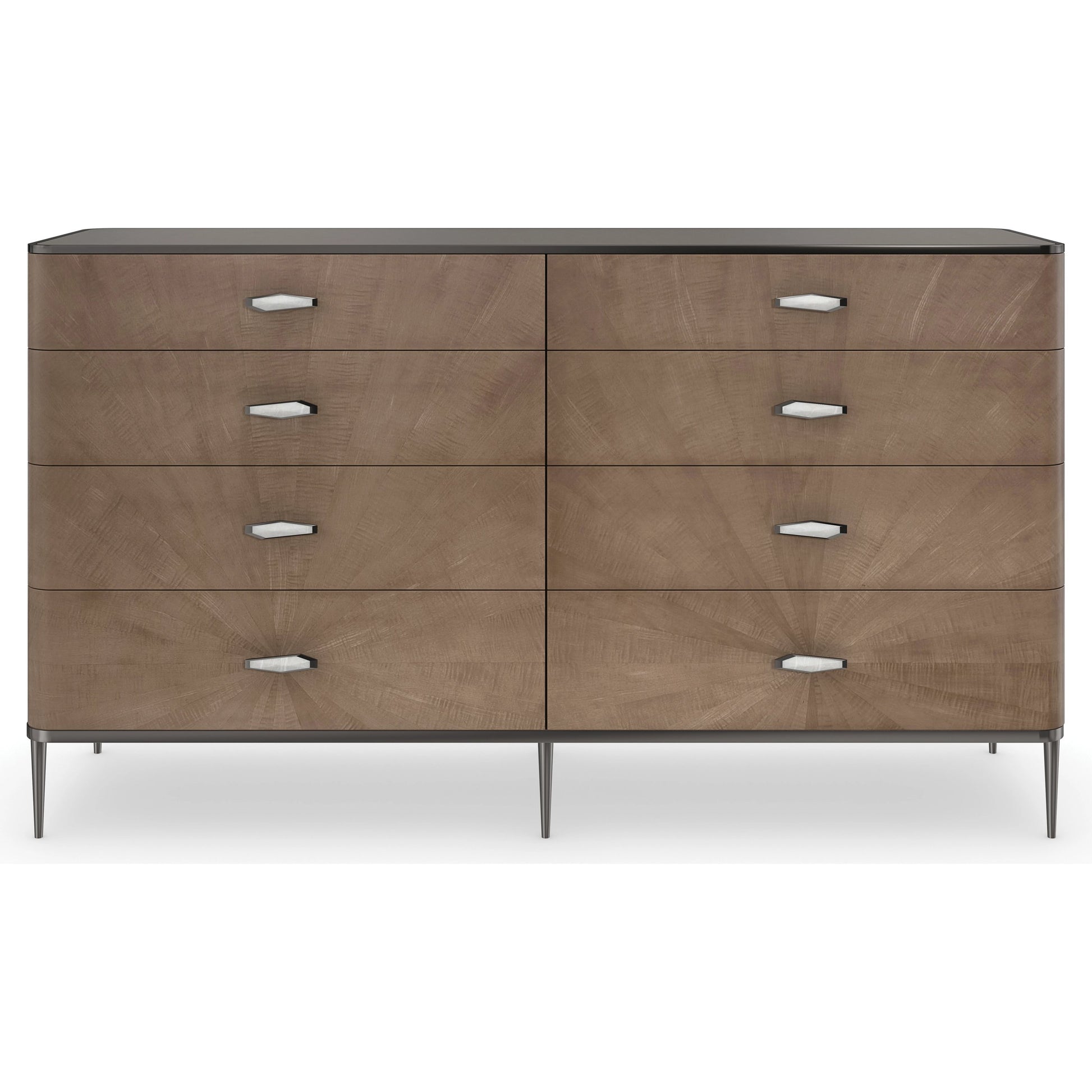 Prism by Caracole in maple, bronze, ivory and mocha, deep bronze. Made from birch, chocolate elegant tiger maple in a modern style.
