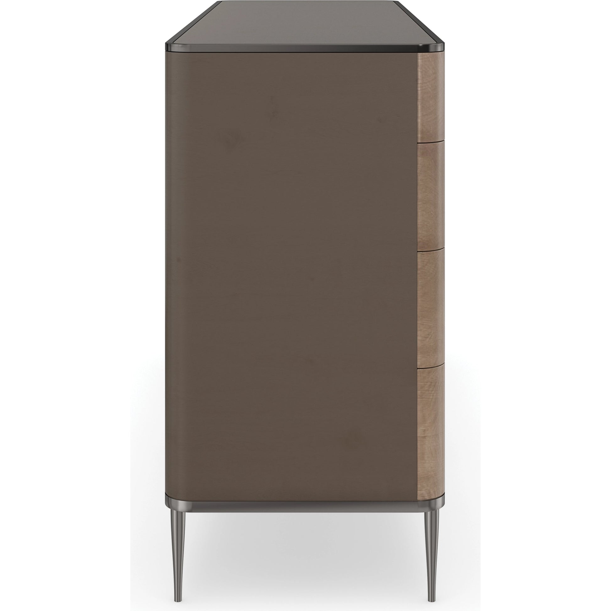 Prism by Caracole in maple, bronze, ivory and mocha, deep bronze. Made from birch, chocolate elegant tiger maple in a modern style.