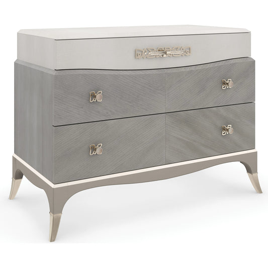Vibrato by Caracole in shagreen, gold and cappuccino, sparkling argent. Made from birch, light coffee platano in a modern style.