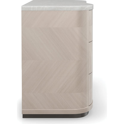 Nomadic by Caracole in bronze, white, marble and moonstone, seal skin. Made from birch, marble, koto in a modern style.