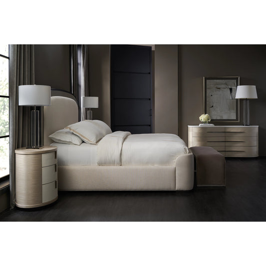 Wanderlust King Bed by Caracole in silver, bronze, ivory and sun-kissed silver, deep bronze, seal skin. Made from birch in a modern style.