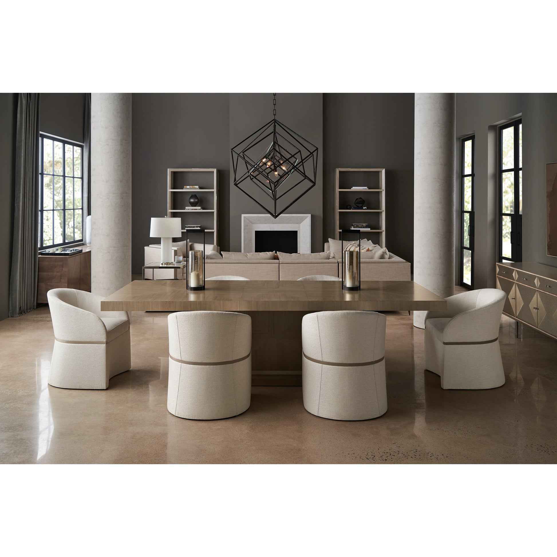 Horizon by Caracole in gray and woodland grey, sparkling argent. Made from birch, coffee japanese sen in a modern style.