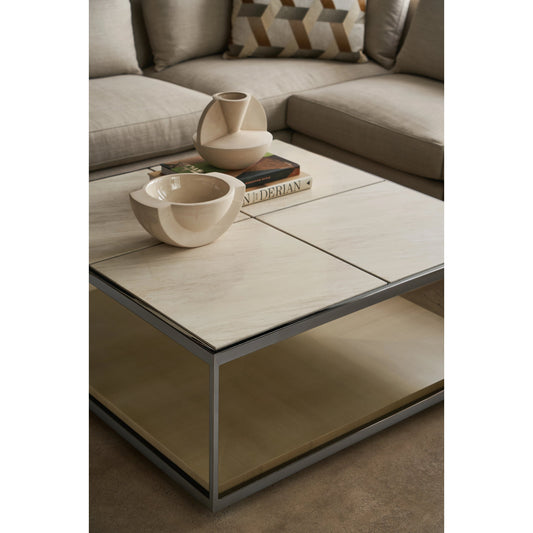 Cartesian by Caracole in natural and deep bronze, woodland grey. Made from birch, metal, stone, coffee japanese sen in a modern style.